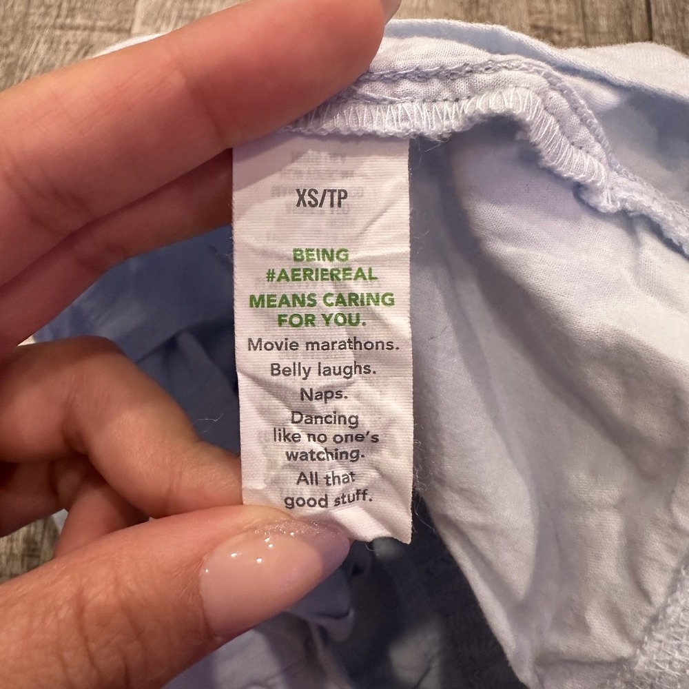Aerie XS Light Blue Smocked Crop Top Adjustable Strap Cami Bralette‎ Summer Cute - Picture 6 of 8